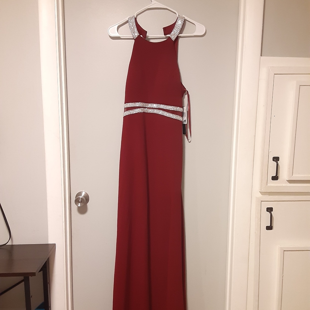 My Michelle Womens Embellished  Maroon Dress